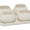 Aperoset Nora 5st Ø21x6,80cm - aardewerk - wit