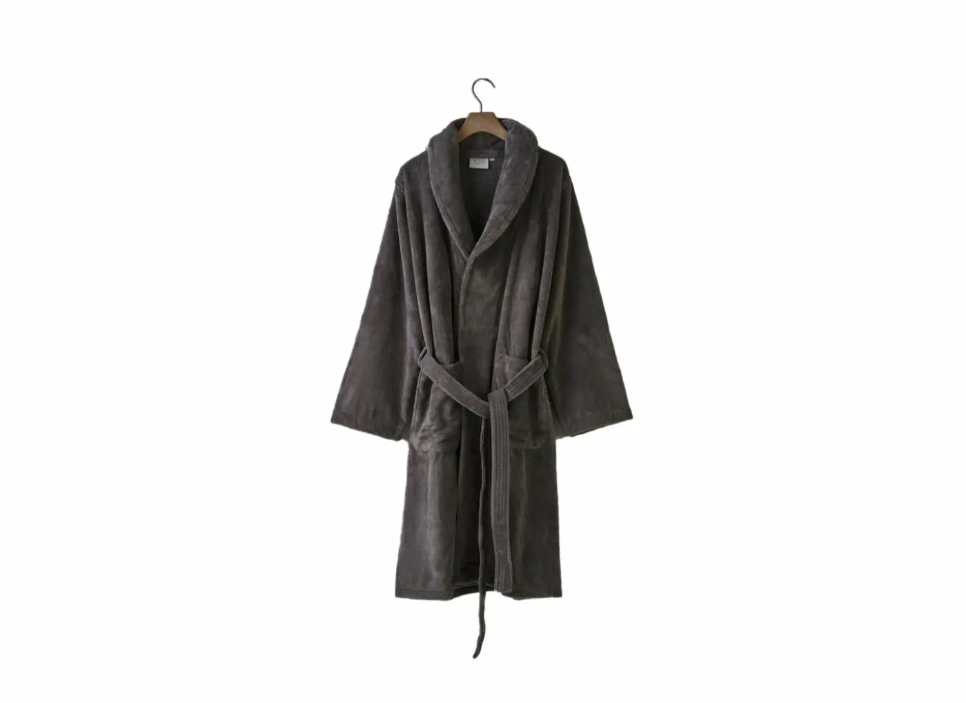 Badjas L flanel grey charcoal
