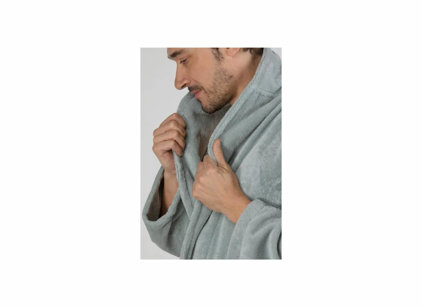 Badjas S flanel sea green