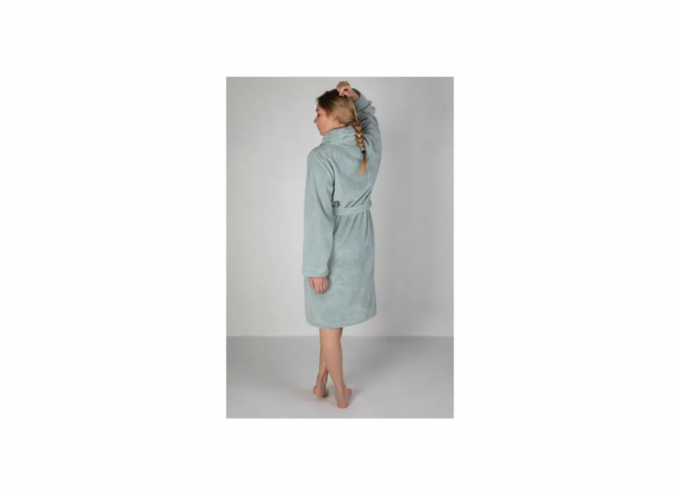 Badjas S flanel sea green