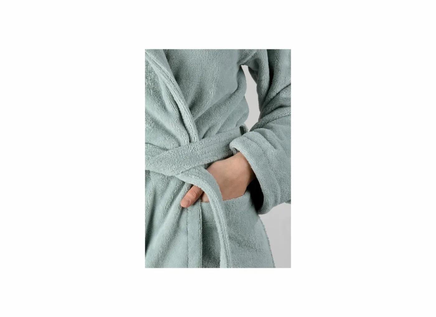 Badjas S flanel sea green