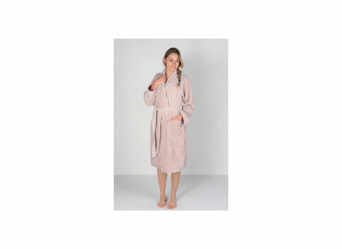 Badjas XS flanel misty pink