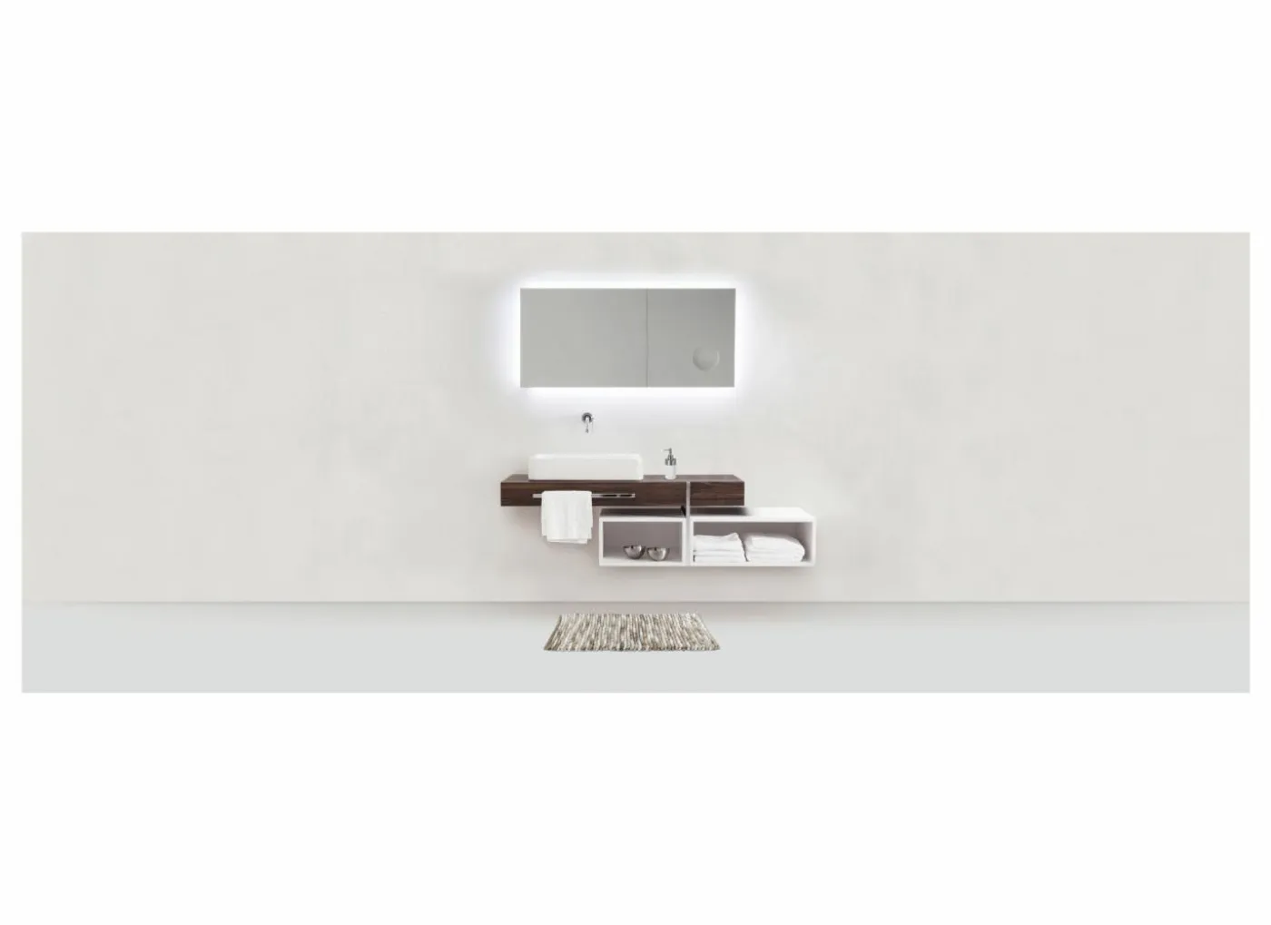 Badmat Urdu 60x90cm - polyester & katoen- taupe