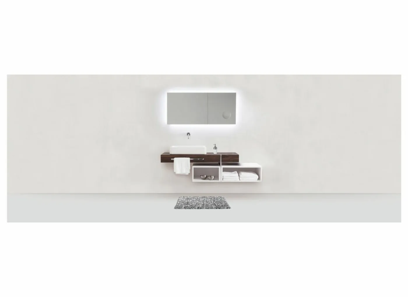 Badmat Urdu 60x90cm - polyester & katoen - grijs