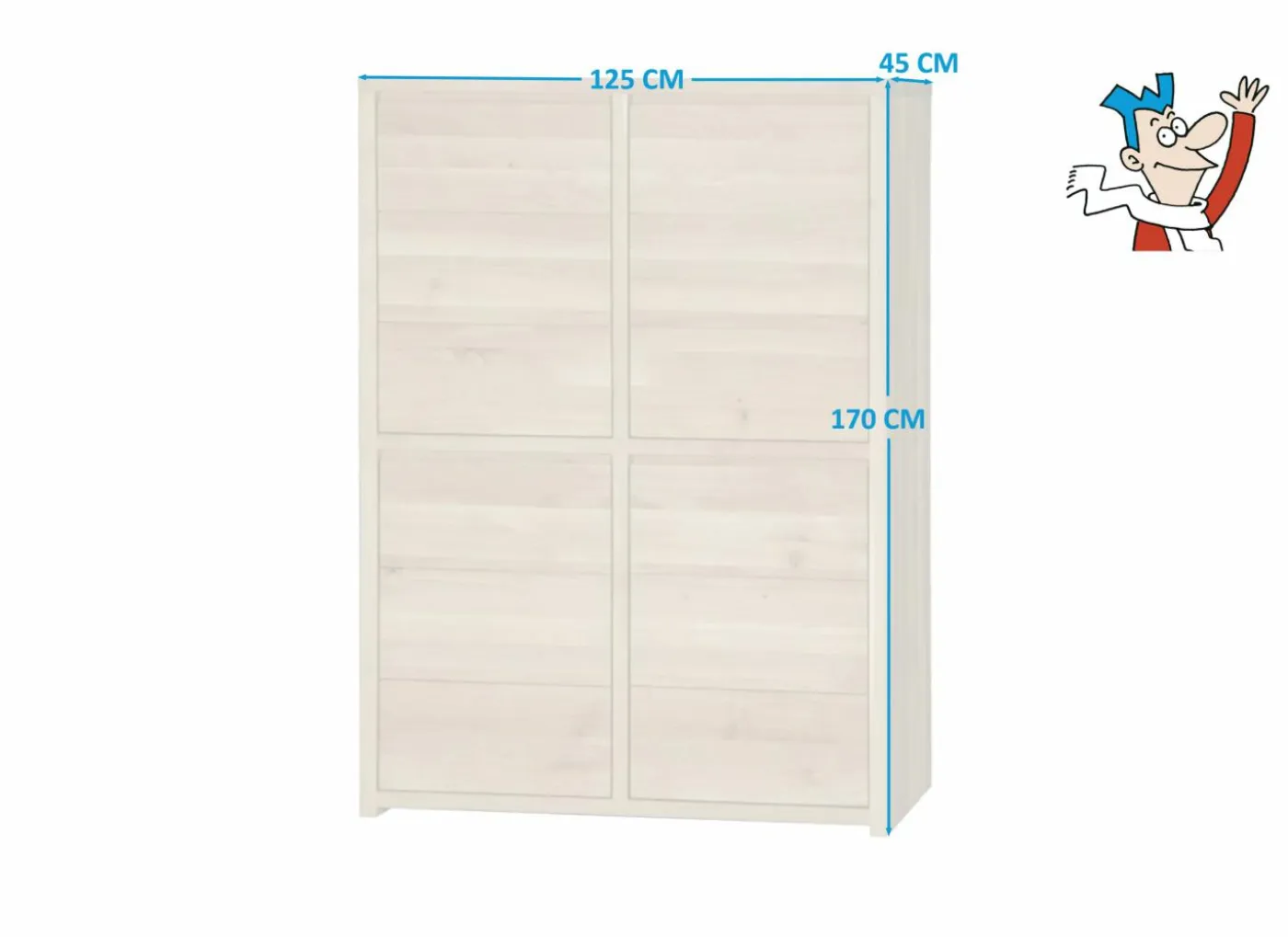 Barkast Amarillo 125cm - eik massief & decor - naturel