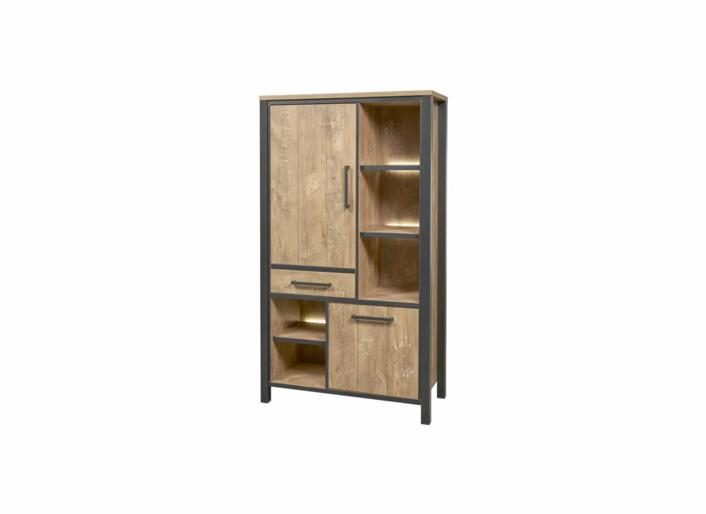 Barkast 107cm - decor - oranje teakhout & matzwart