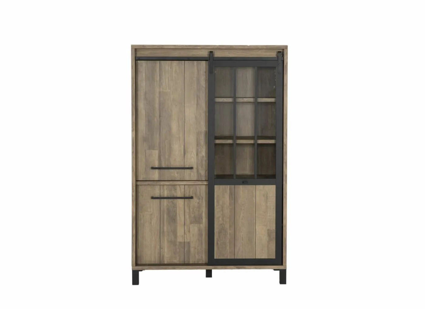 Barkast 122cm decor - old teak & matt black
