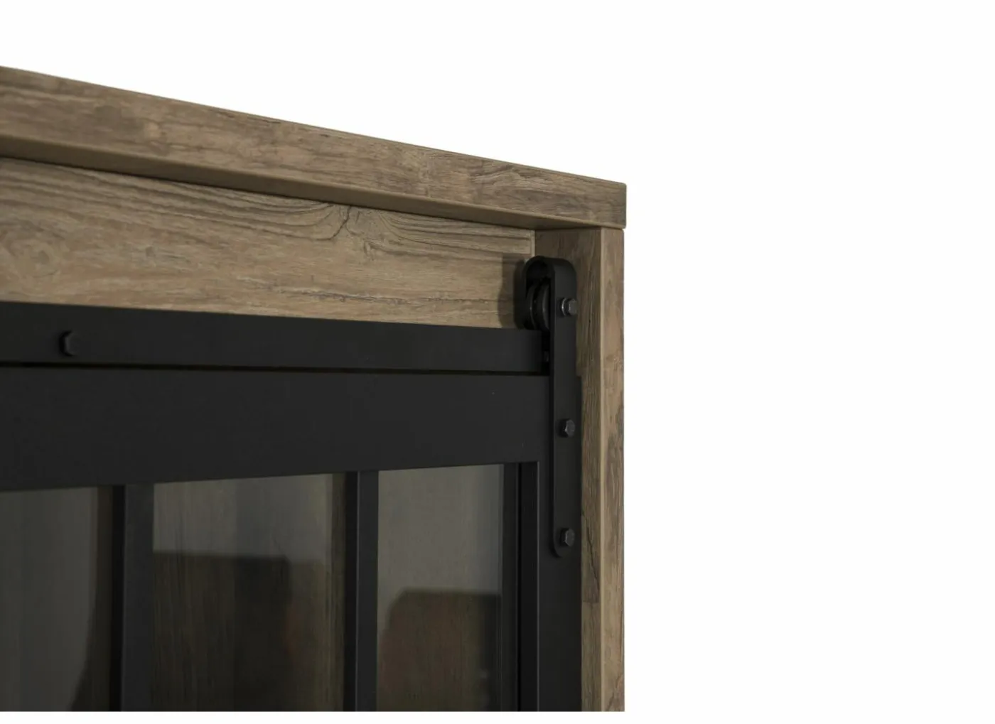 Barkast 122cm decor - old teak & matt black