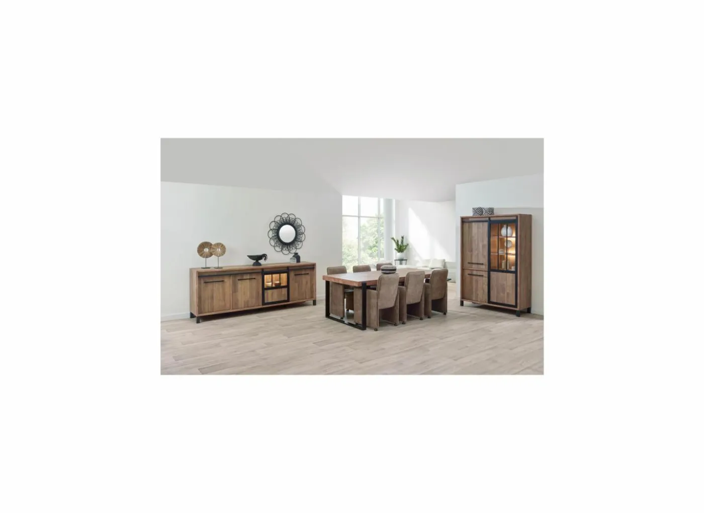 Barkast 122cm decor - old teak & matt black