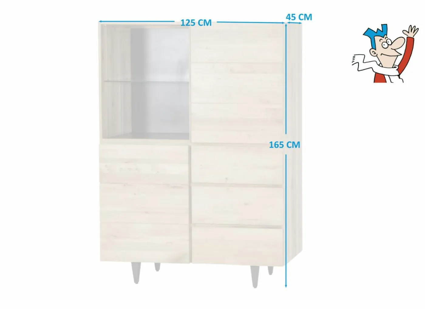 Barkast Palacio 125cm - eik massief & decor - naturel