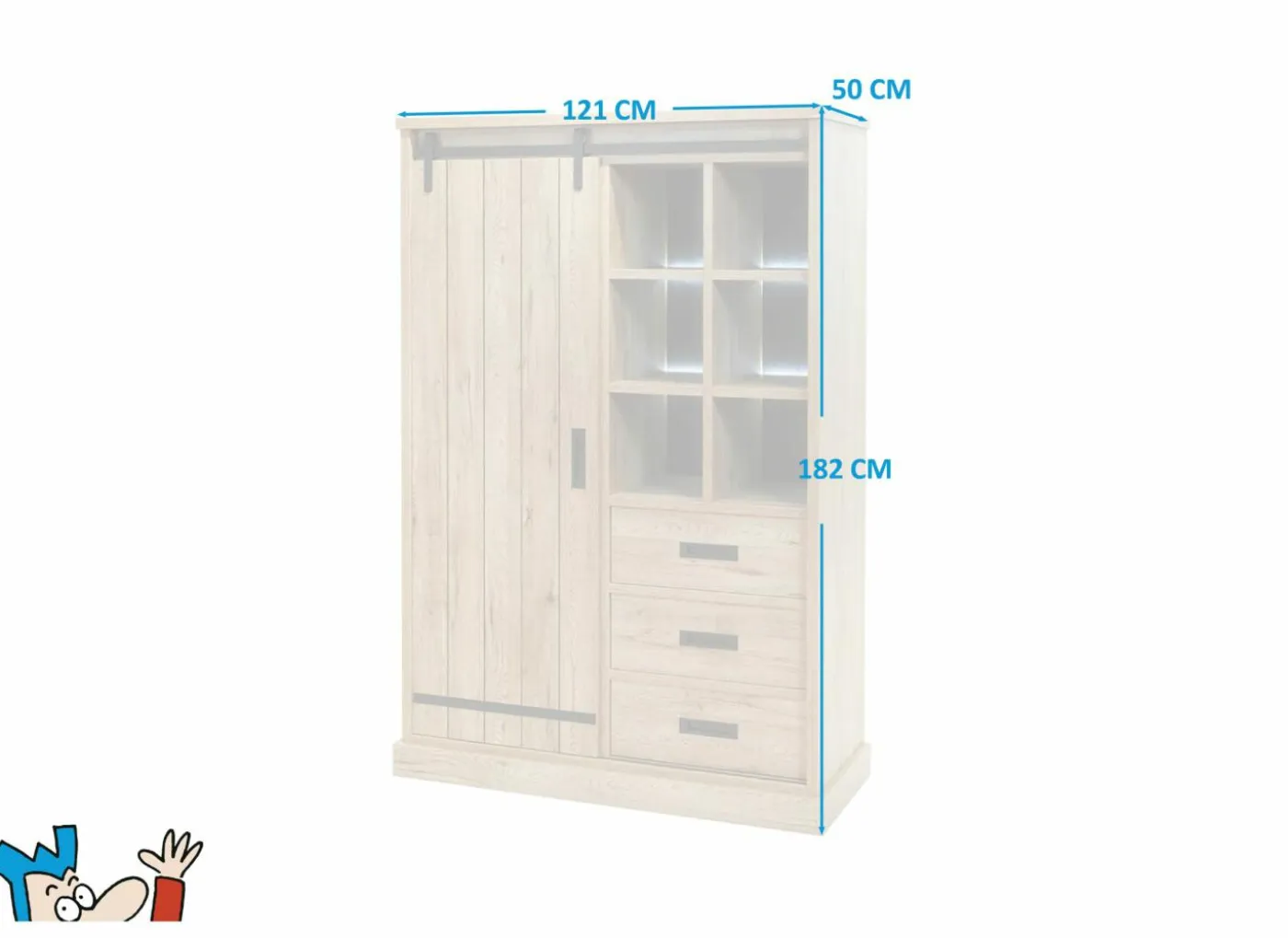 Barkast Piero 121cm - decor - scarlet oak