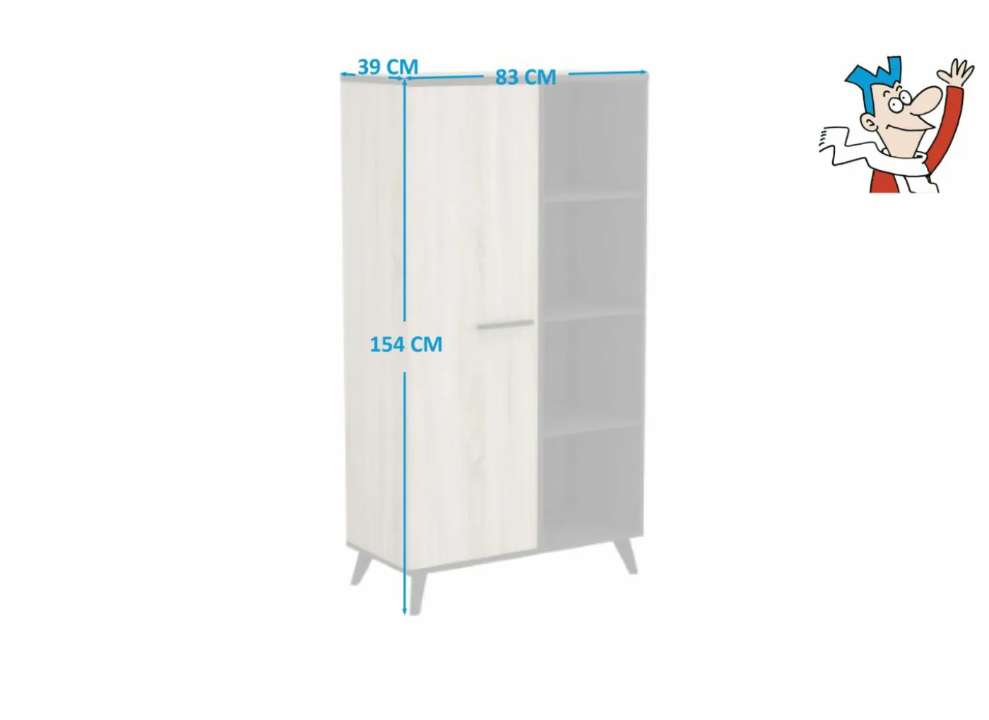 Barkast Wayne 83cm - decor - zwart