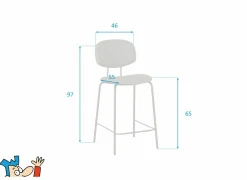 Barstoel Bistro ZH65cm - lederlook - donkerbrons/fango