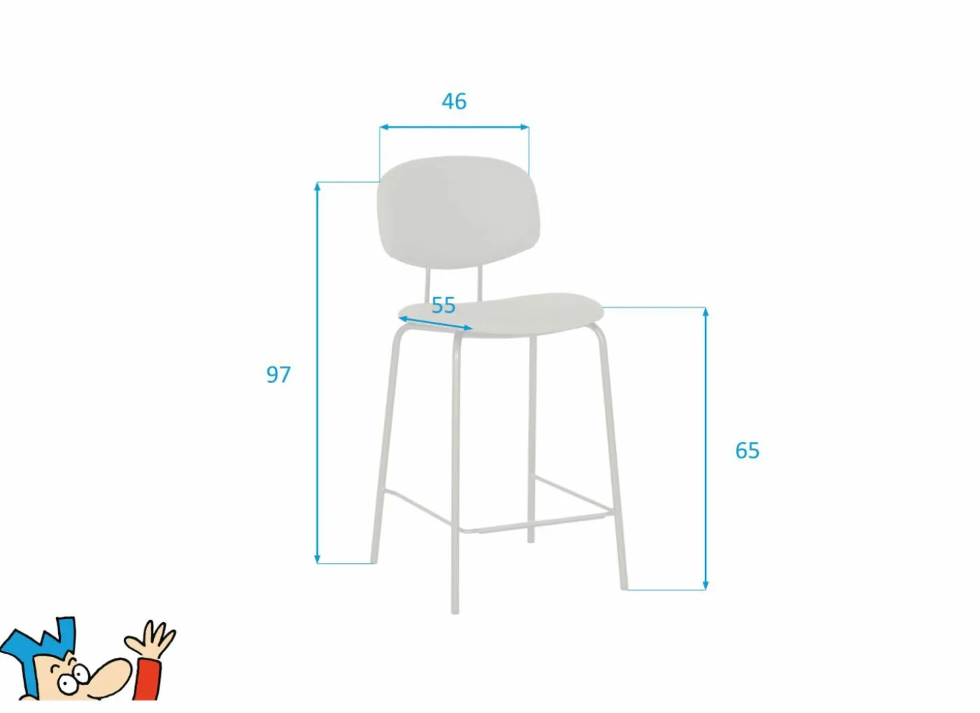 Barstoel Bistro ZH65cm - lederlook - donkerbrons/fango