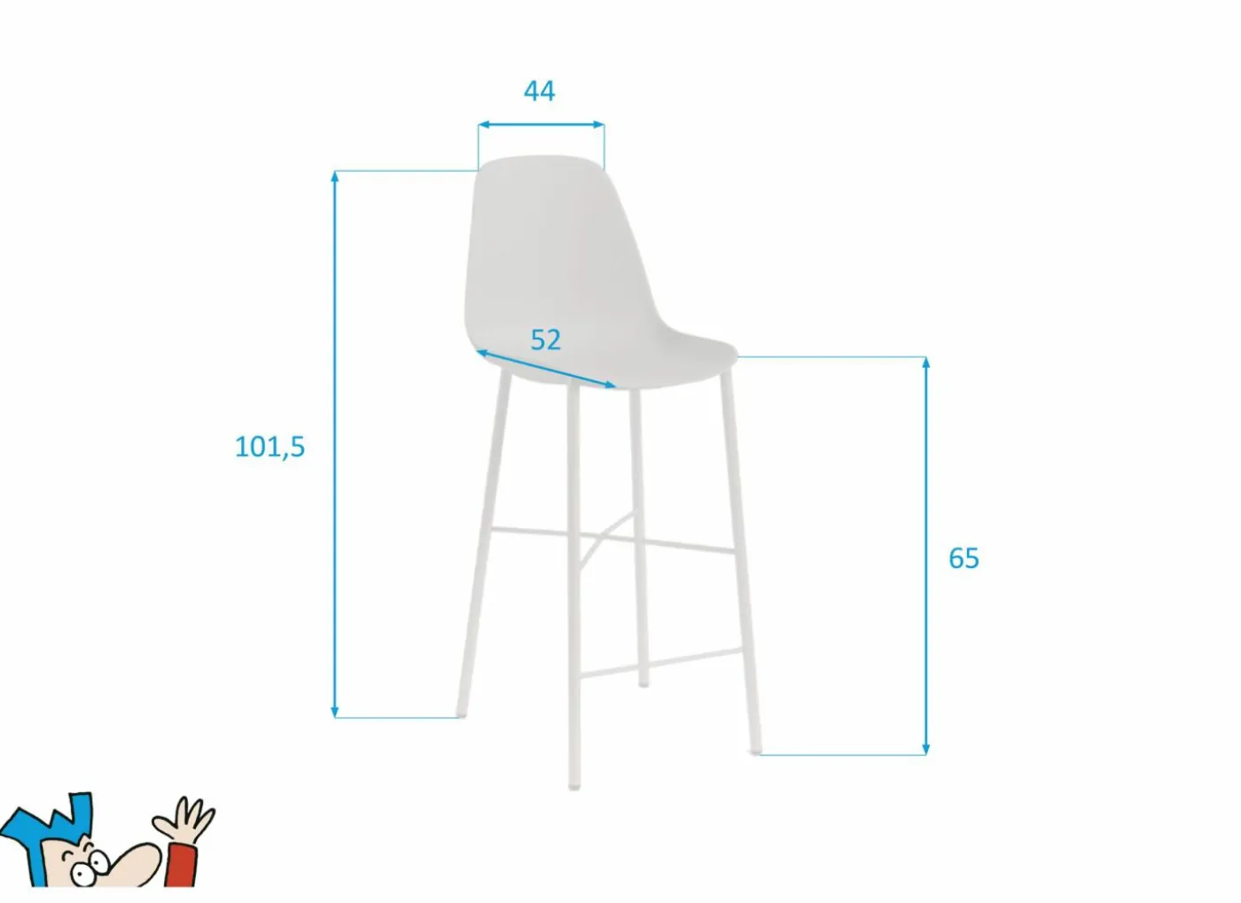 Barstoel Cloe ZH65cm - kunststof - extra wit mat