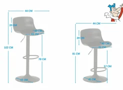 Barstoel Dune ZH57-78cm - kunststof - zwart