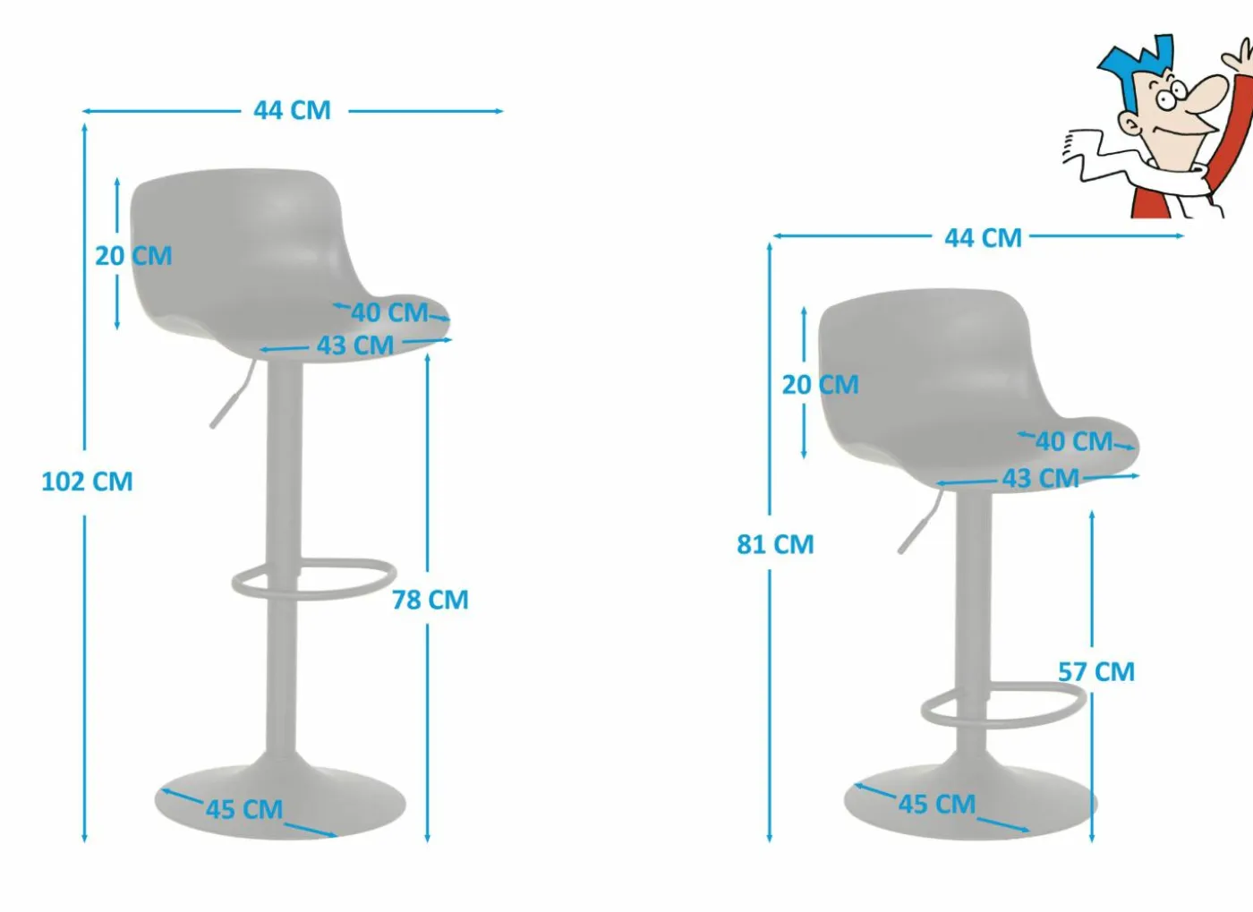 Barstoel Dune ZH57-78cm - kunststof - zwart