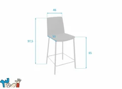 Barstoel Primera ZH65cm - lederlook - zwart