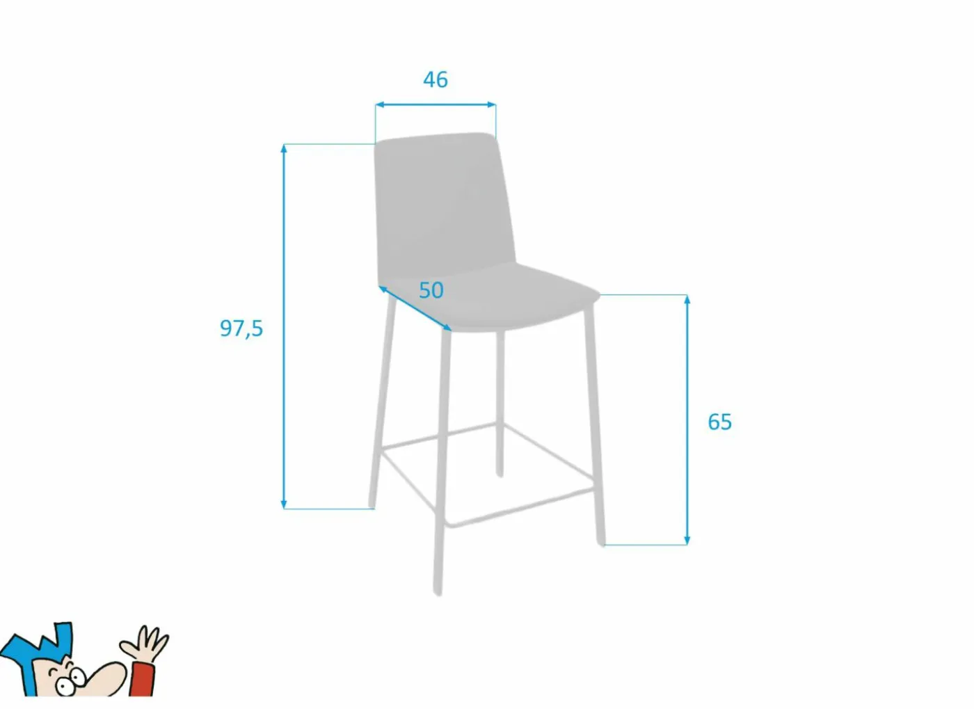 Barstoel Primera ZH65cm - lederlook - zwart