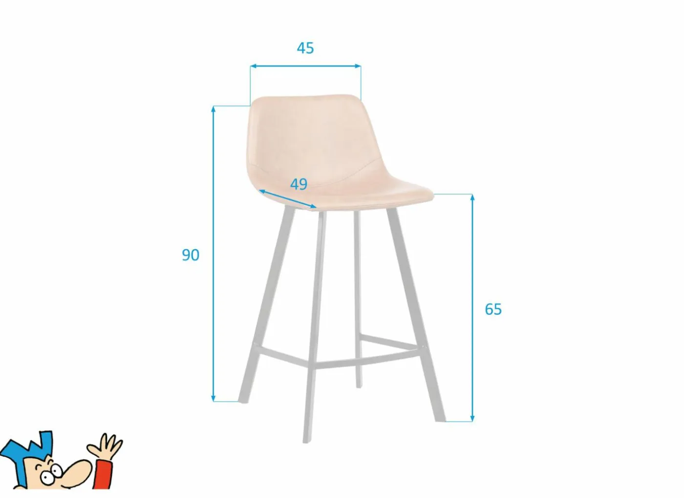 Barstoel Spartacus ZH65cm - lederlook - cognac