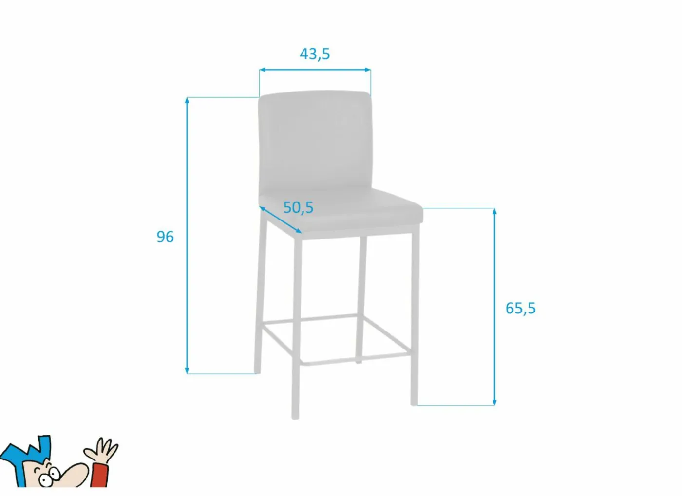Barstoel Villa ZH65,5cm - lederlook - antraciet
