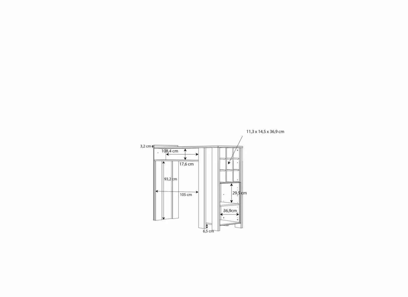 Bartafel Clif 152x47cm - decor - old wood & beton