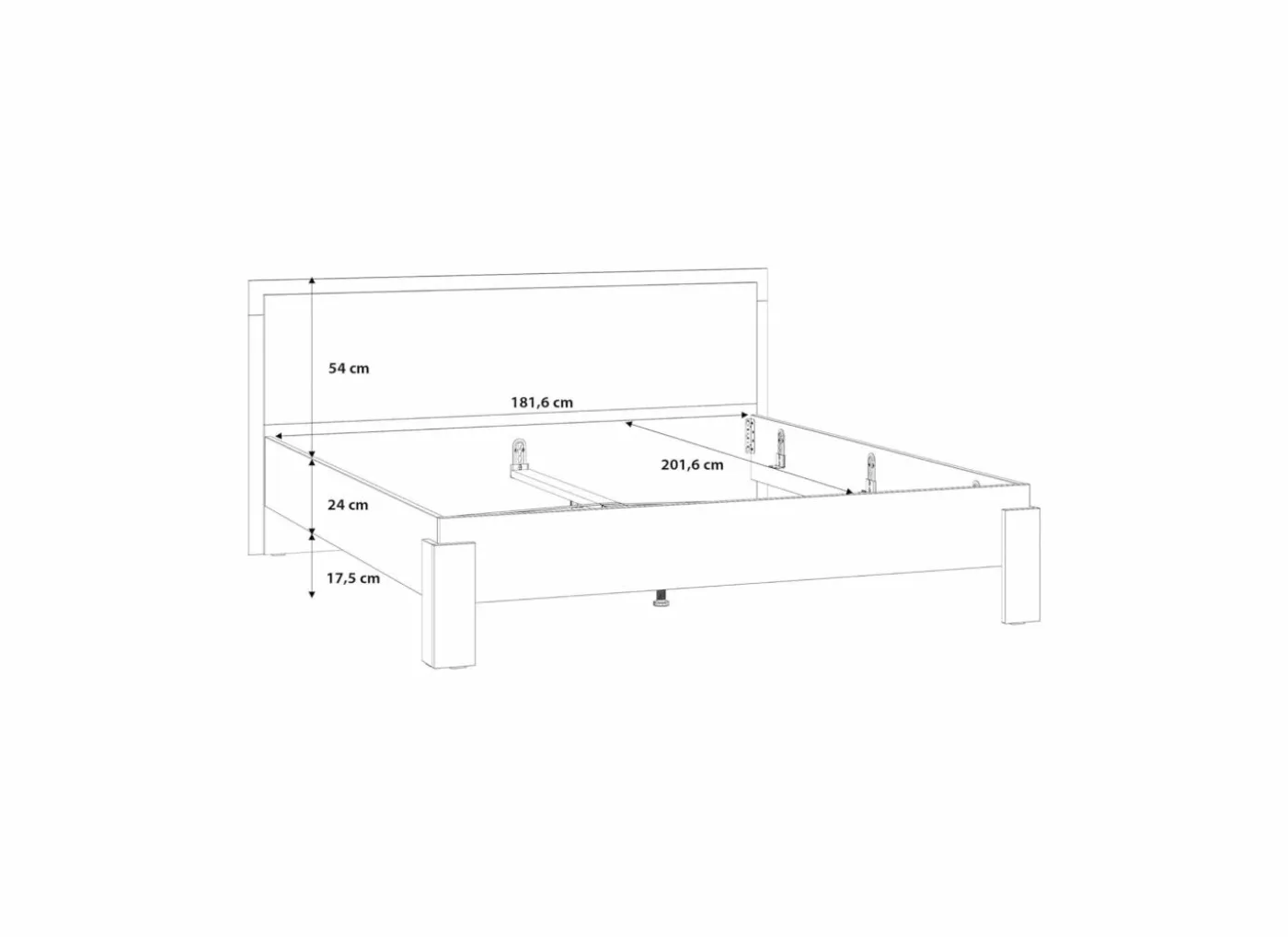 Bed Attaylar 180x200cm - decor - oldwood vintage & donkergrijs