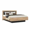 Bed Dalate 160x200cm - decor - kastanje eik & mat zwart met opbergruimte