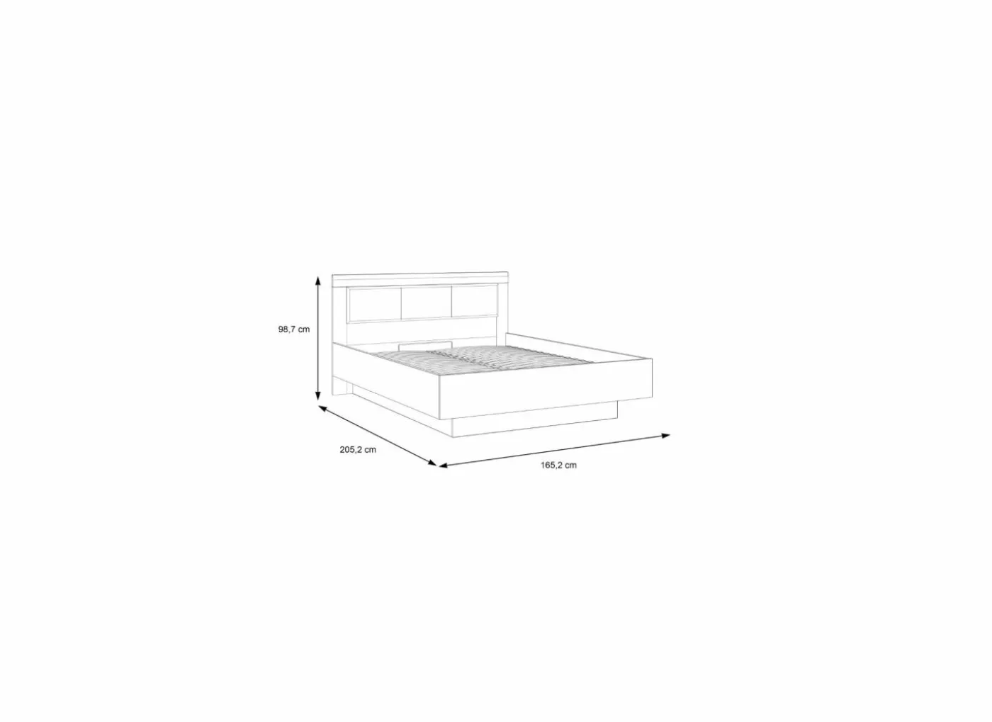 Bed Dalate 160x200cm - decor - kastanje eik & mat zwart met opbergruimte
