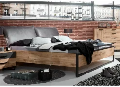Bed Detroit II 160x200cm - decor - eik & zwart staal