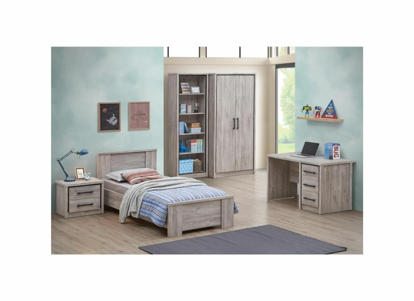 Bed Elias 90x200cm - decor - grijze eik