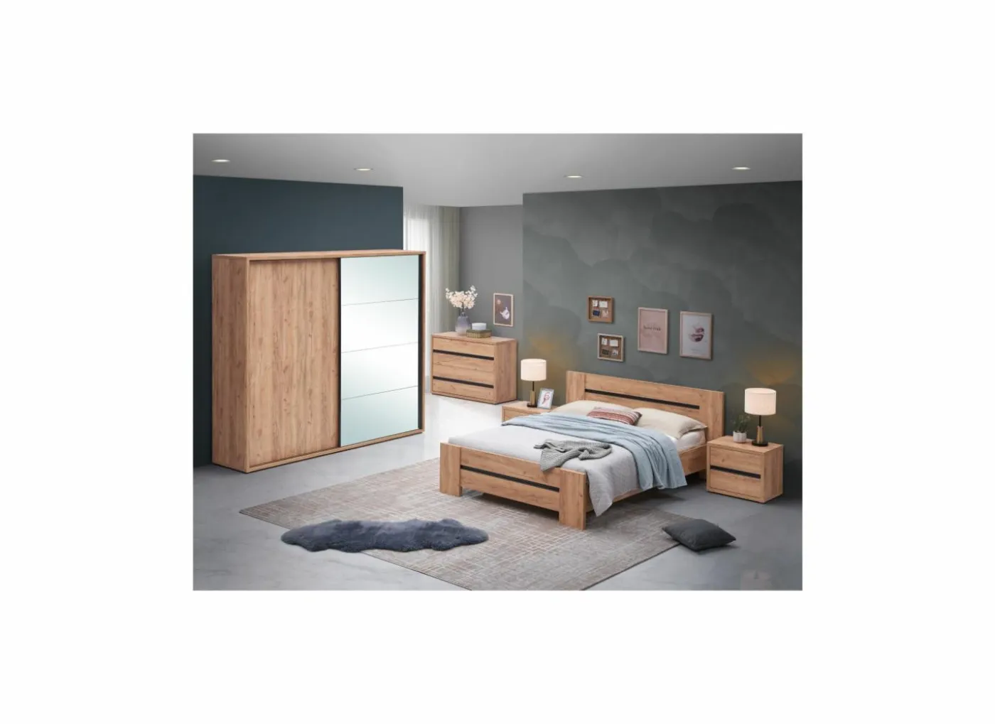 Bed Erwin 140x200cm - decor - French oak