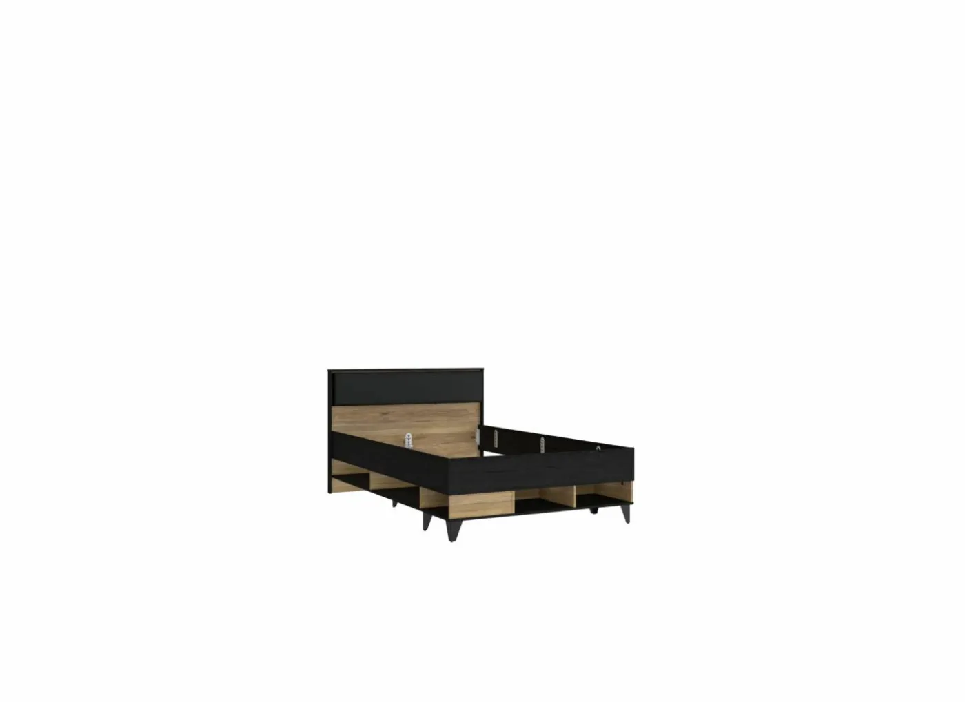 Bed Lya 120x200cm - decor - cabezone oak & mauvella oak met opbergruimte