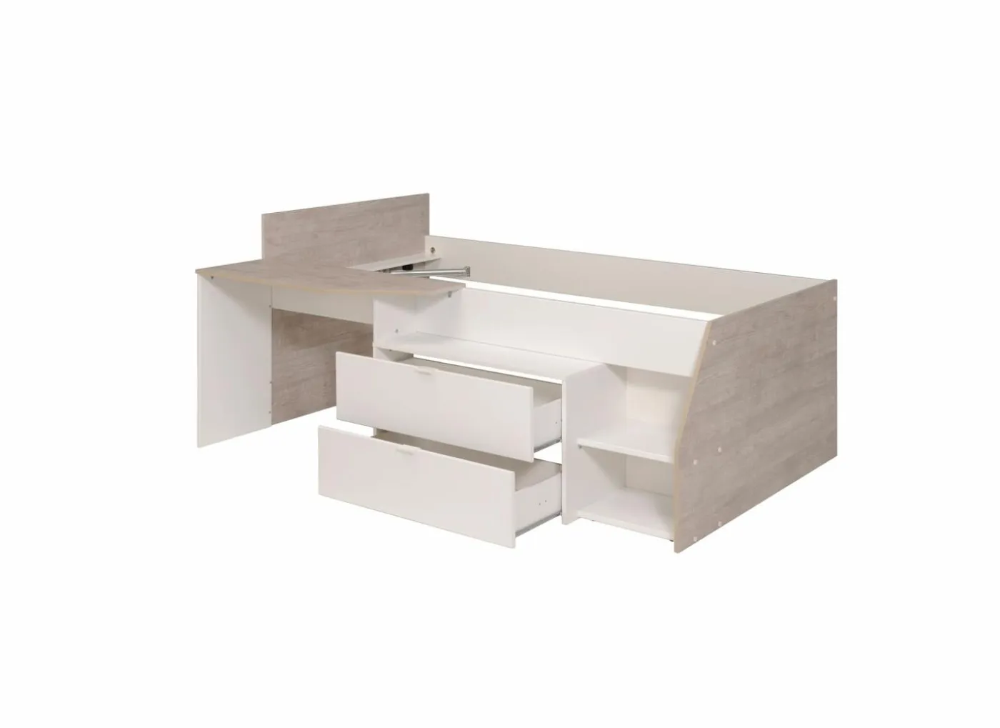 Bed Milky 90x200cm - decor - grijs & wit met opbergruimte