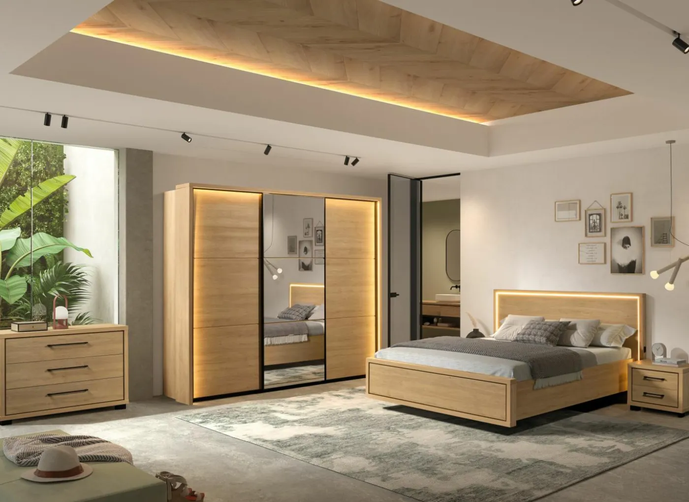 Bed Udine 140x200cm - decor - urban oak