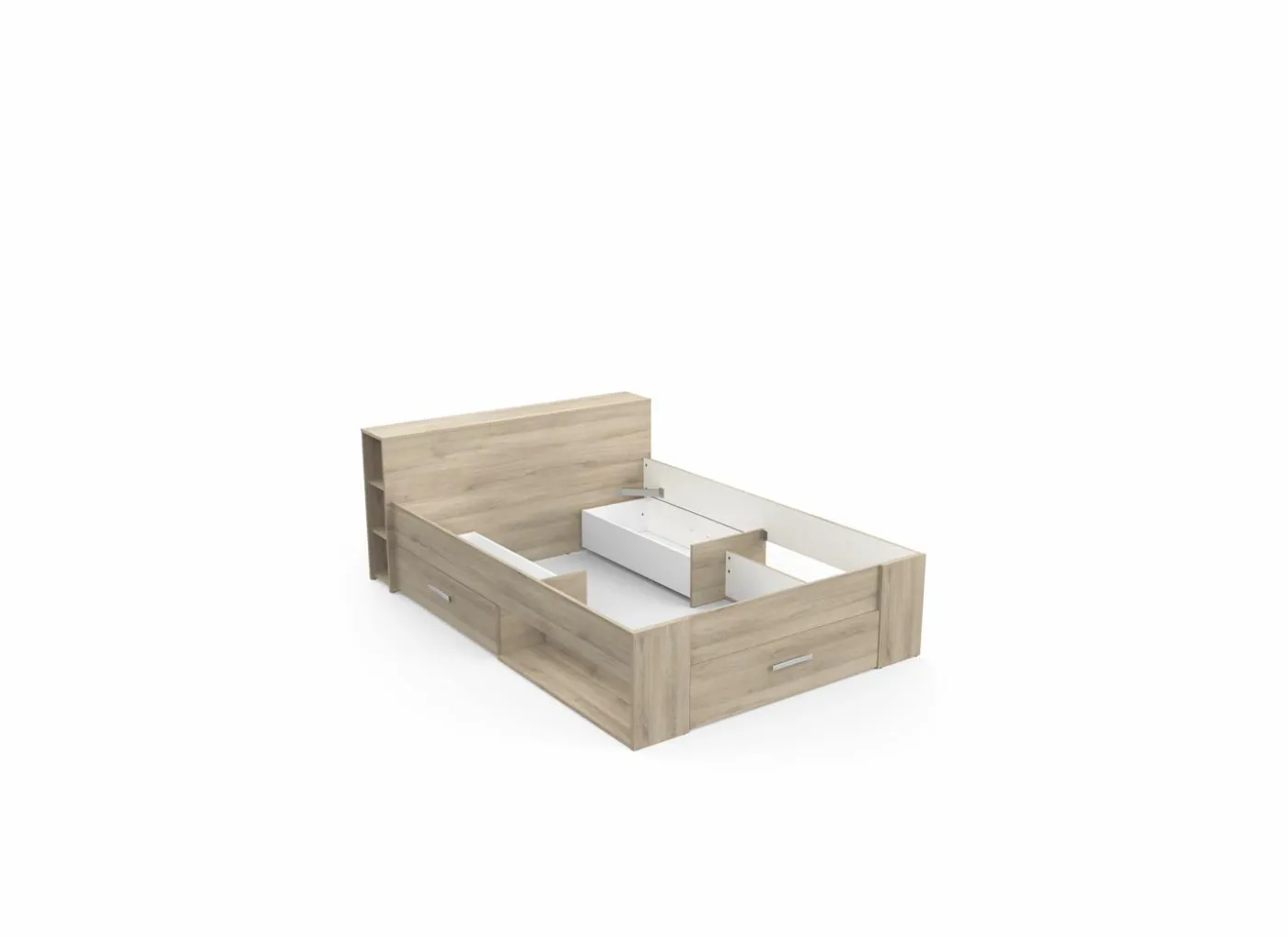 Bed 140x200cm - decor - kronberg eik met opbergruimte
