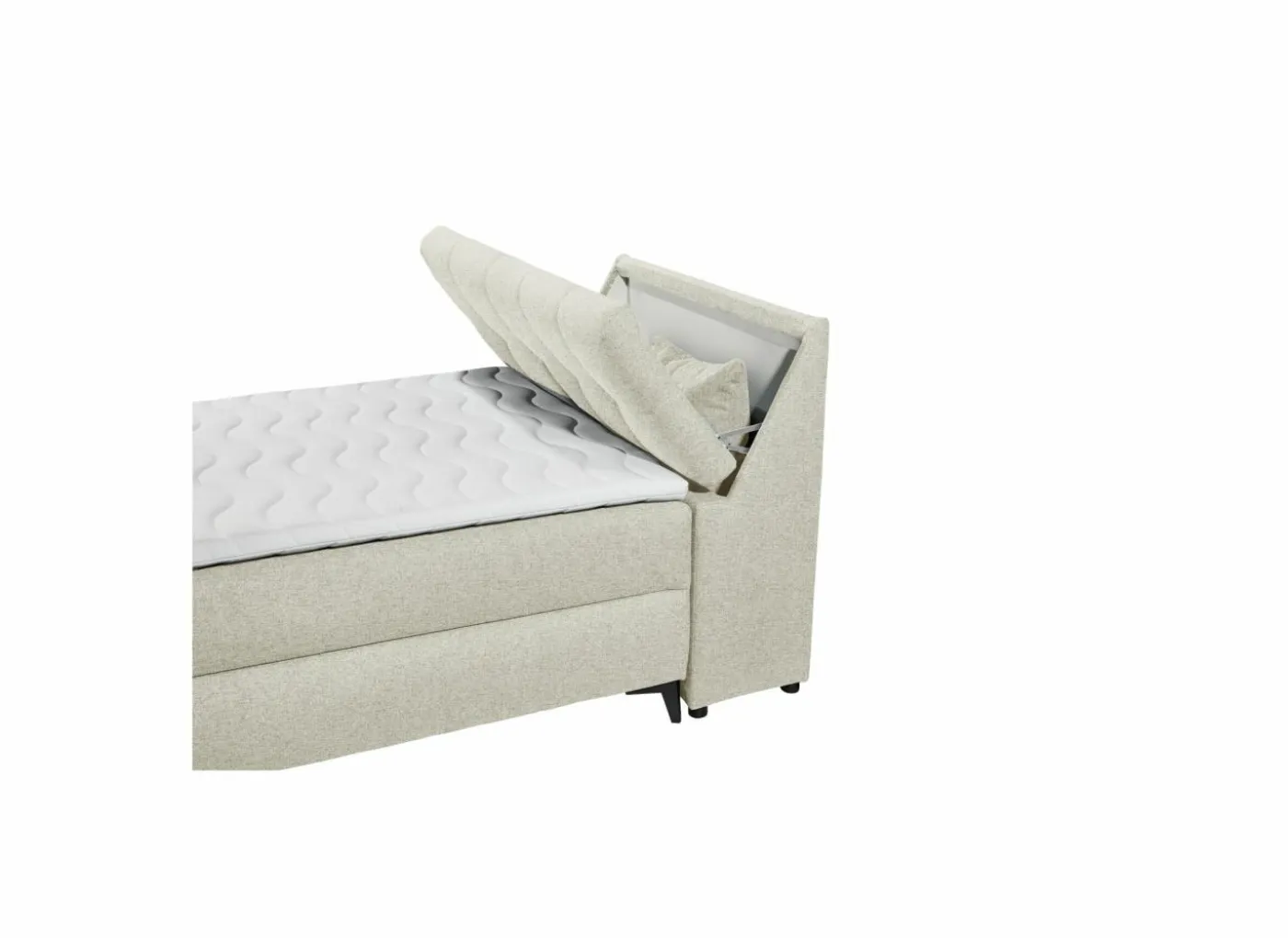 Bedbox Atlantis 120x200cm - stof - ivoor met opbergruimte