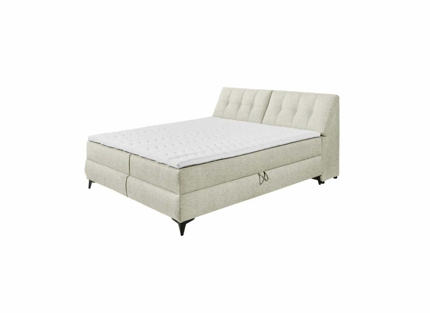 Bedbox Atlantis 180x200cm - stof - ivoor met opbergruimte