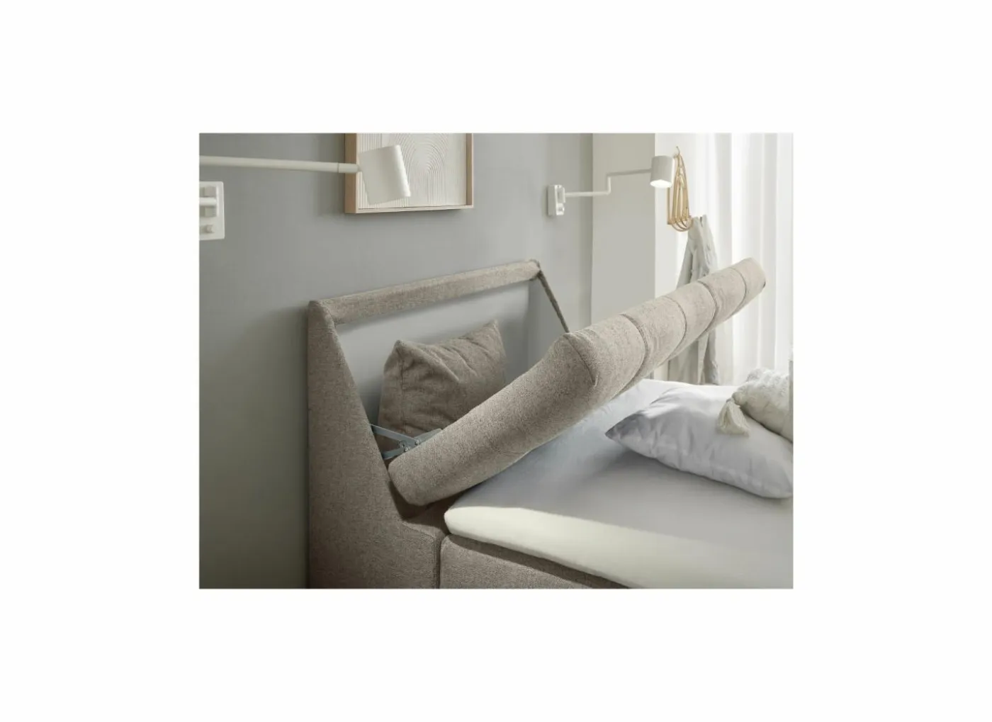 Bedbox Atlantis 120x200cm - stof - zand met opbergruimte