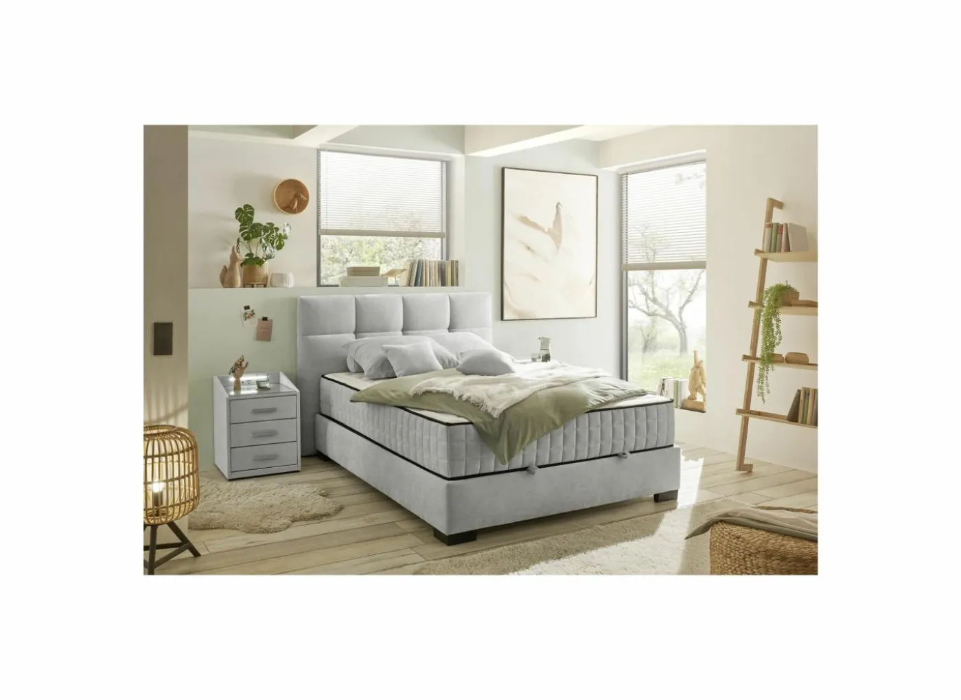 Bedbox Nagol A 120x200cm - stof - zilver met opbergruimte