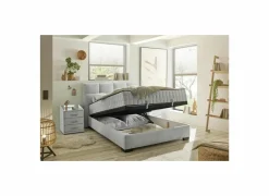 Bedbox Nagol A 120x200cm - stof - zilver met opbergruimte