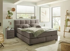 Bedbox Nagol A 160x200cm - stof - stone met opbergruimte