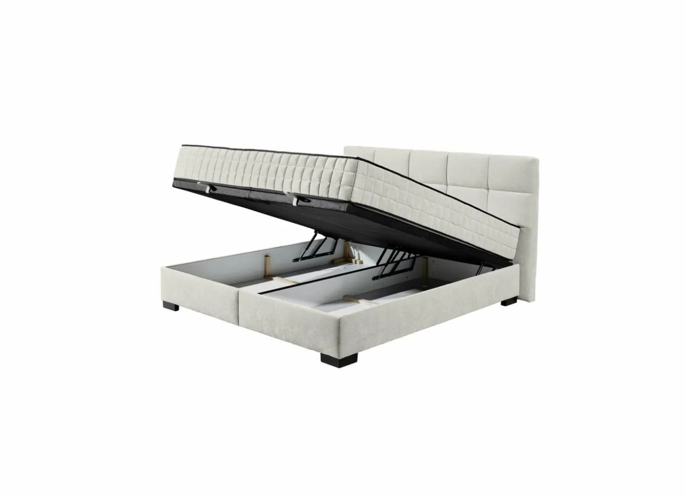 Bedbox Nagol A 180x200cm - stof - beige met opbergruimte
