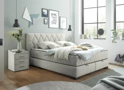 Bedbox Nagol B 160x200cm - stof - zand met opbergruimte