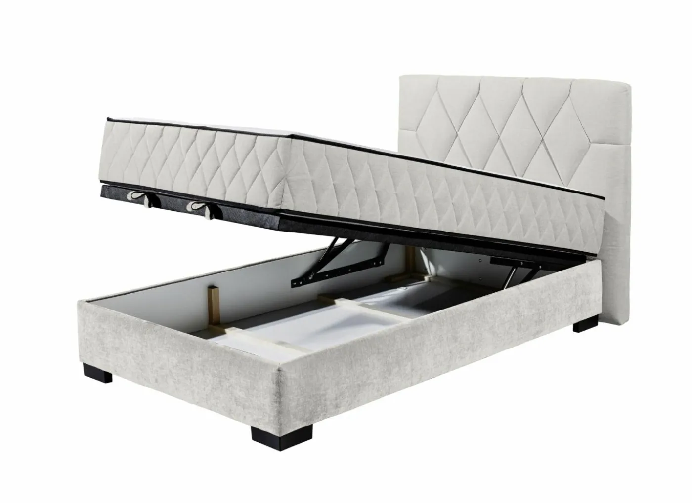 Bedbox Nagol B 120x200cm - stof - sand met opbergruimte