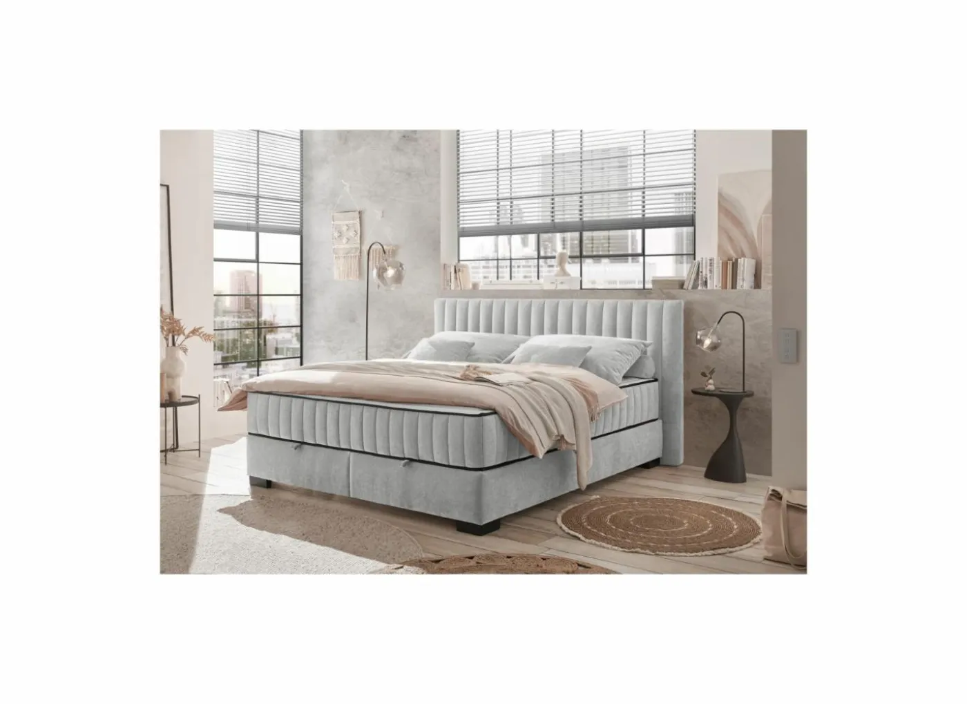 Bedbox Nagol C 160x200cm - stof - silver met opbergruimte