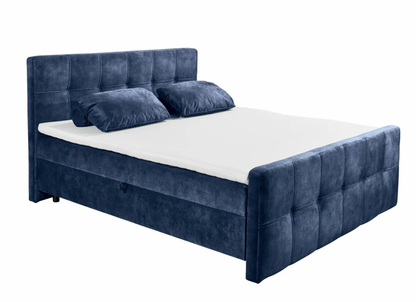Bedbox Valetta 160x200cm - stof - blauw met opbergruimte