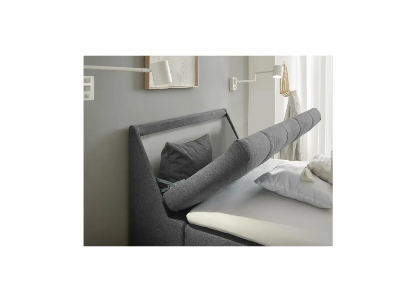 Bedbox 120x200cm - stof - antraciet met opbergruimte