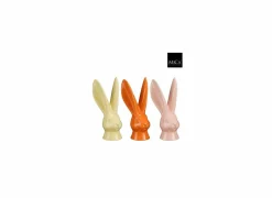 Beeldje Konijn H19cm - dolomiet - geel/oranje/roze
