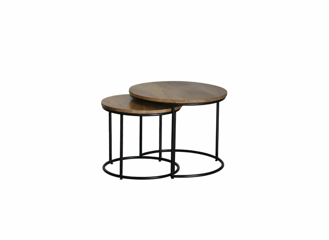 Bijzettafel Alvarez Ø55cm - mango massief - walnoot - set van 2